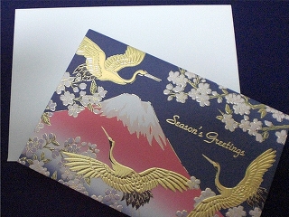 Greeting card / Fujiyama & cranes
