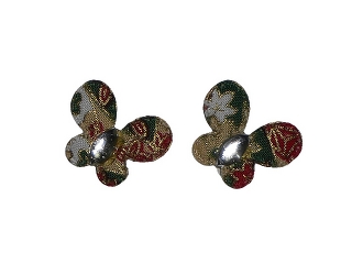 Pierced earrings, Japanese-patterned cloth