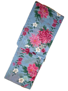 YUKATA for woman, light blue and flowers