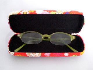 Glasses case, Japanese style, red